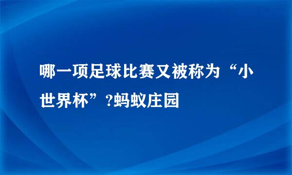 哪一项足球比赛又被称为“小世界杯”?蚂蚁庄园