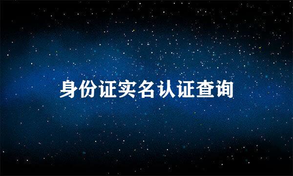 身份证实名认证查询