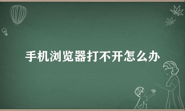 手机浏览器打不开怎么办