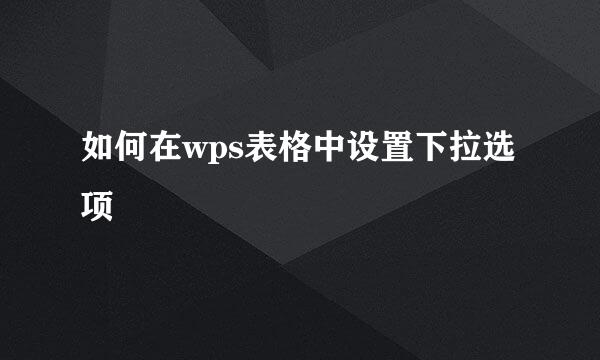 如何在wps表格中设置下拉选项