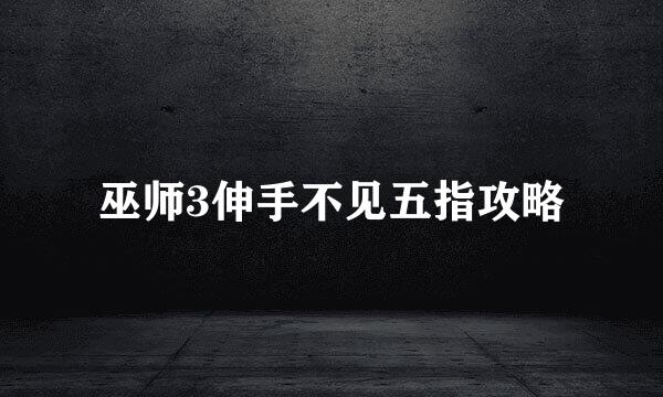 巫师3伸手不见五指攻略