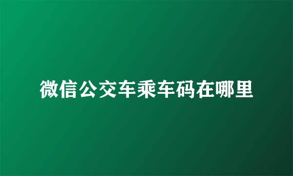 微信公交车乘车码在哪里