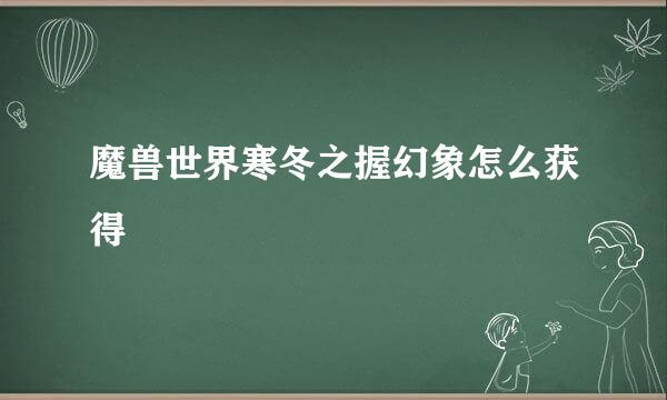 魔兽世界寒冬之握幻象怎么获得