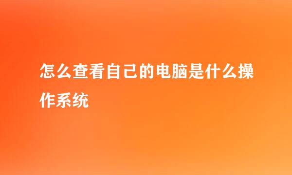 怎么查看自己的电脑是什么操作系统