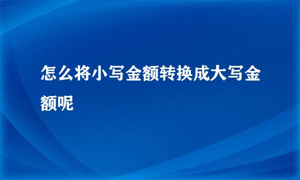 怎么将小写金额转换成大写金额呢