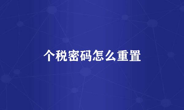 个税密码怎么重置