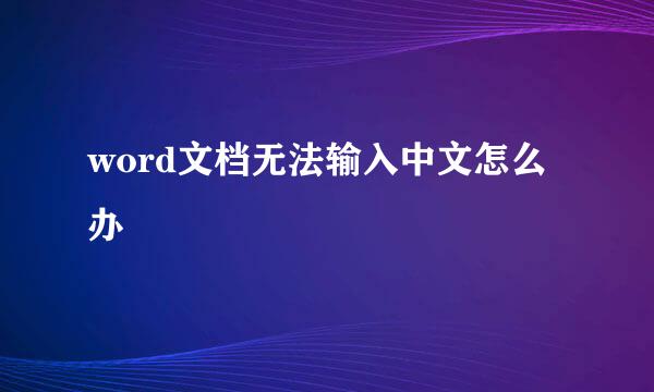 word文档无法输入中文怎么办