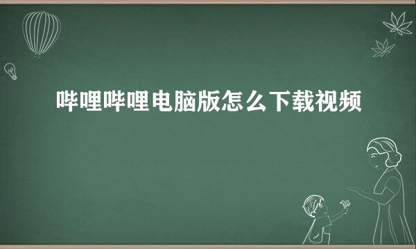 哔哩哔哩电脑版怎么下载视频