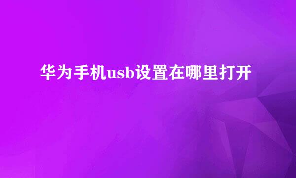 华为手机usb设置在哪里打开