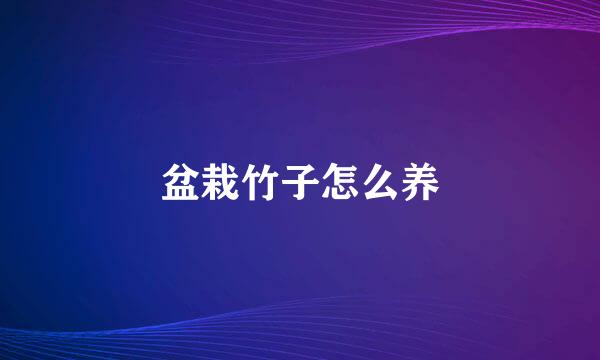 盆栽竹子怎么养