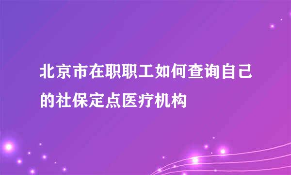 北京市在职职工如何查询自己的社保定点医疗机构