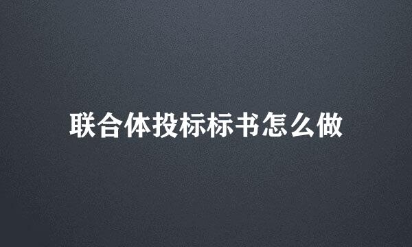 联合体投标标书怎么做