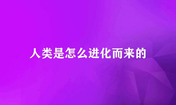 人类是怎么进化而来的