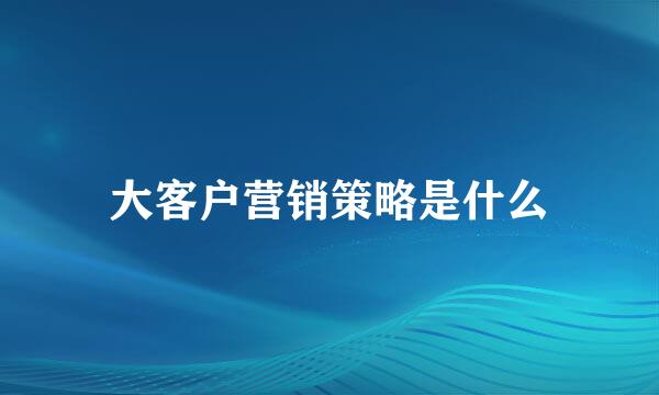 大客户营销策略是什么