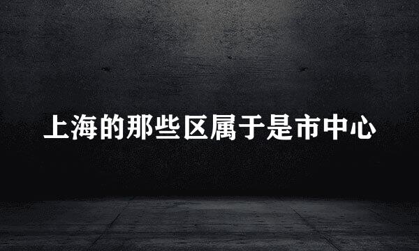 上海的那些区属于是市中心