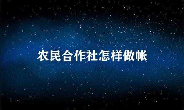农民合作社怎样做帐