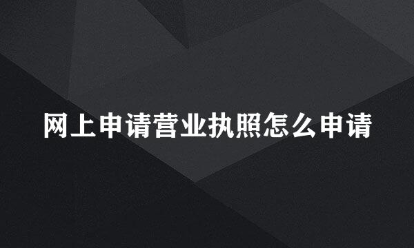 网上申请营业执照怎么申请