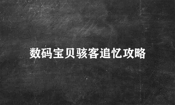 数码宝贝骇客追忆攻略