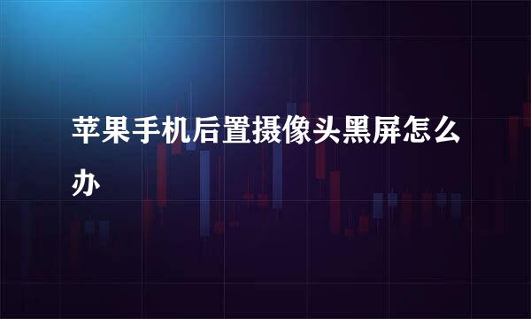 苹果手机后置摄像头黑屏怎么办