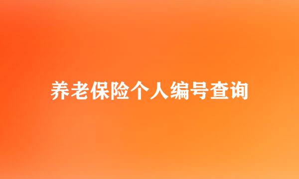 养老保险个人编号查询