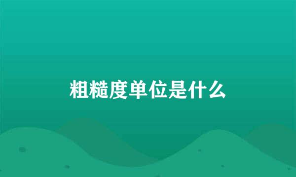 粗糙度单位是什么