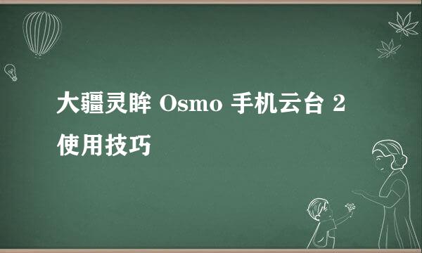 大疆灵眸 Osmo 手机云台 2 使用技巧