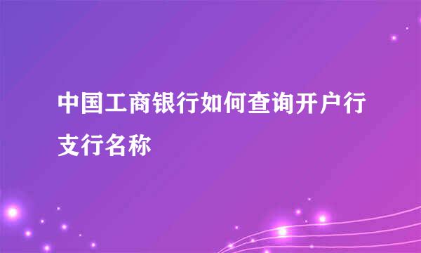 中国工商银行如何查询开户行支行名称