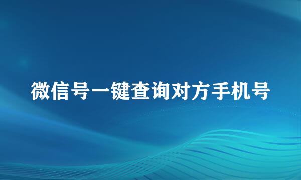 微信号一键查询对方手机号