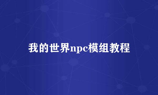 我的世界npc模组教程