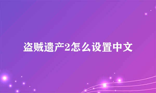 盗贼遗产2怎么设置中文
