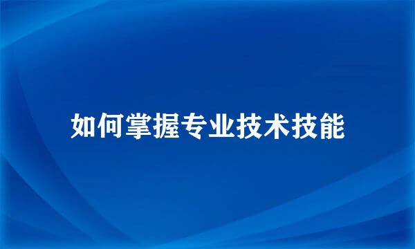 如何掌握专业技术技能