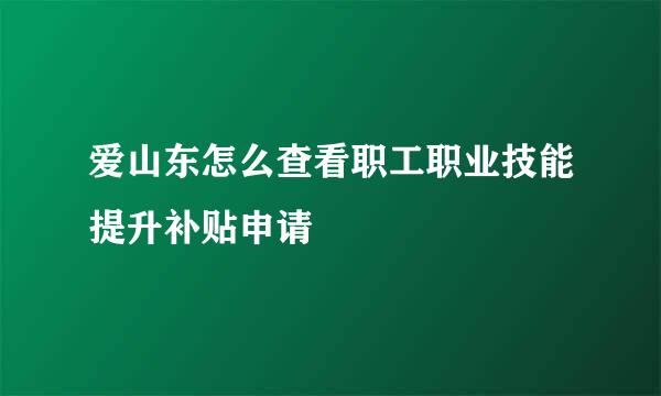 爱山东怎么查看职工职业技能提升补贴申请