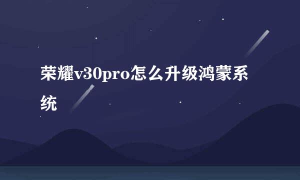 荣耀v30pro怎么升级鸿蒙系统