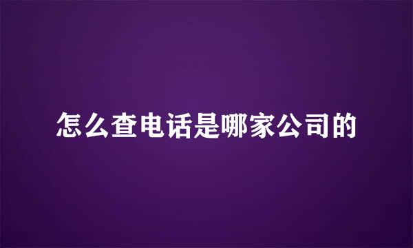 怎么查电话是哪家公司的