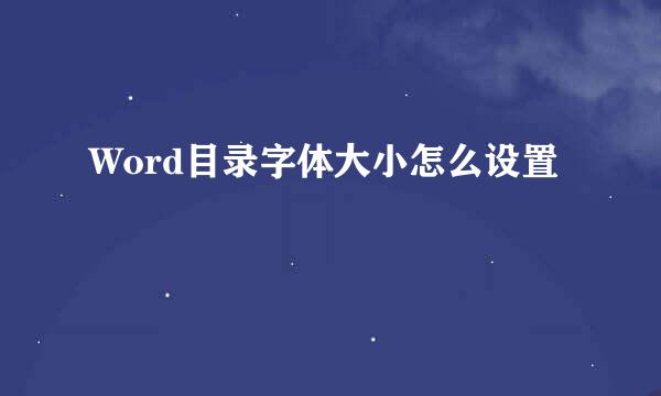 Word目录字体大小怎么设置