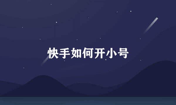 快手如何开小号