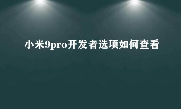 小米9pro开发者选项如何查看