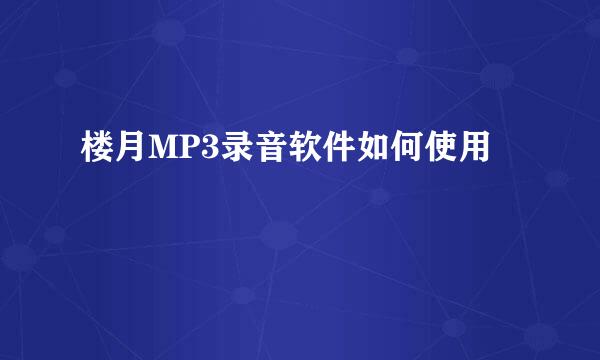 楼月MP3录音软件如何使用