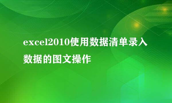 excel2010使用数据清单录入数据的图文操作