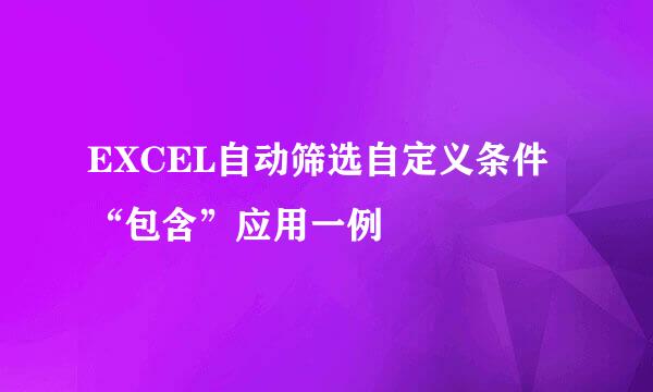 EXCEL自动筛选自定义条件“包含”应用一例