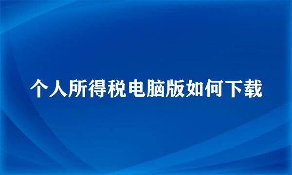 个人所得税电脑版如何下载