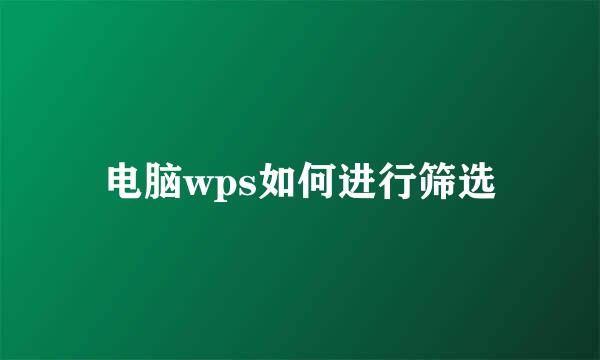 电脑wps如何进行筛选