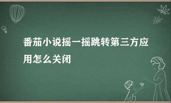 番茄小说摇一摇跳转第三方应用怎么关闭