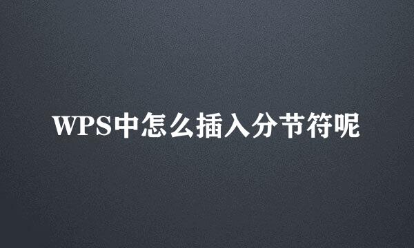 WPS中怎么插入分节符呢