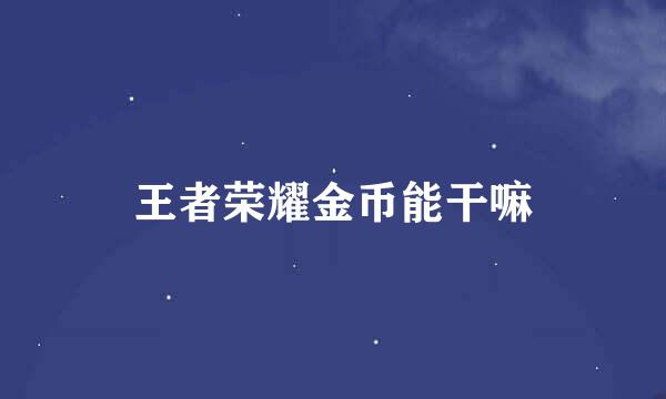 王者荣耀金币能干嘛