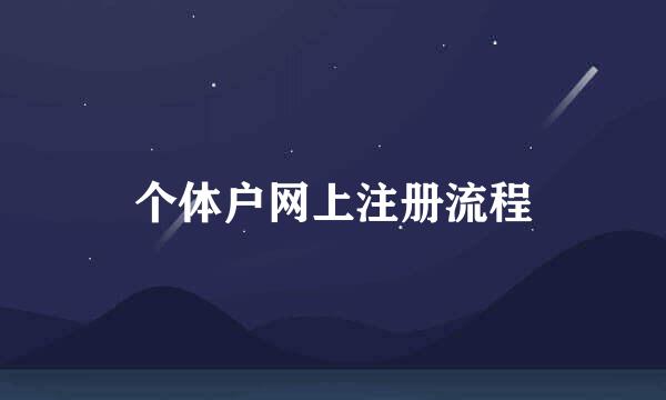 个体户网上注册流程