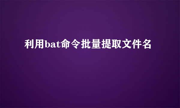 利用bat命令批量提取文件名