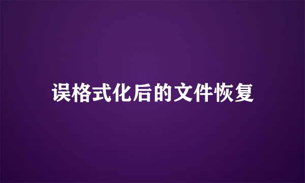 误格式化后的文件恢复