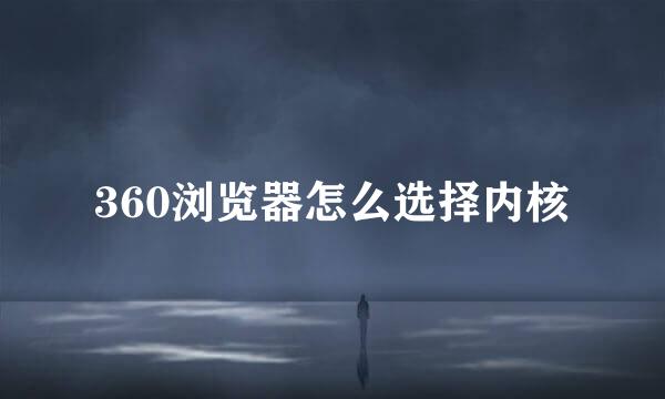 360浏览器怎么选择内核