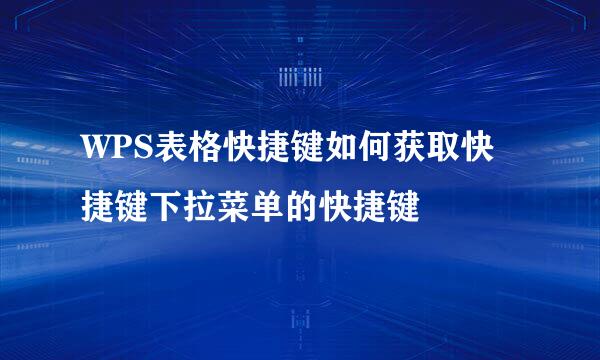 WPS表格快捷键如何获取快捷键下拉菜单的快捷键